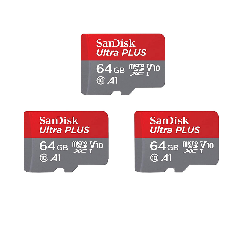Sandisk Ultra Plus 64GB MicroSDXC UHS-I Card with Adapter 130MB/s Class 10 U1 A1