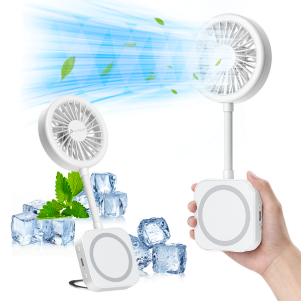 2025 New Magnetic Fan, Portable Fan with 3 Modes Led Light, 1200mAh Foldable Travel Fan, USB Rechargeable Handheld Fan Hands-Free Phone Mount, 3 Speed Wind, 360° Adjustable Stand, Pocket Design for Travel Summer Concerts Car, Summer Gifts for Women & Men.