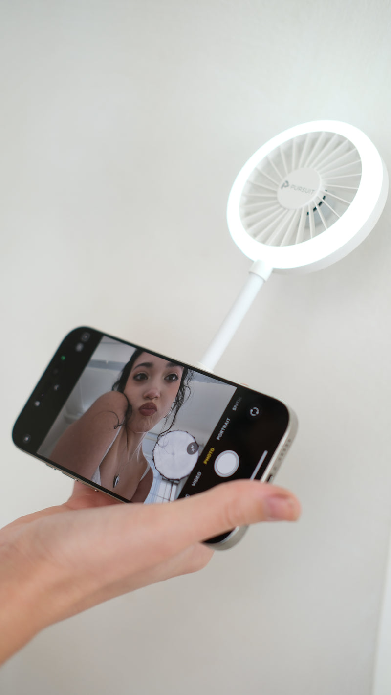 Pursuit DNDLN Magnetic Fan with LED Ring Light & Hands-Free 360° Adjustable Stand,Idea Thanksgiving Christmas Gifts for Friends.