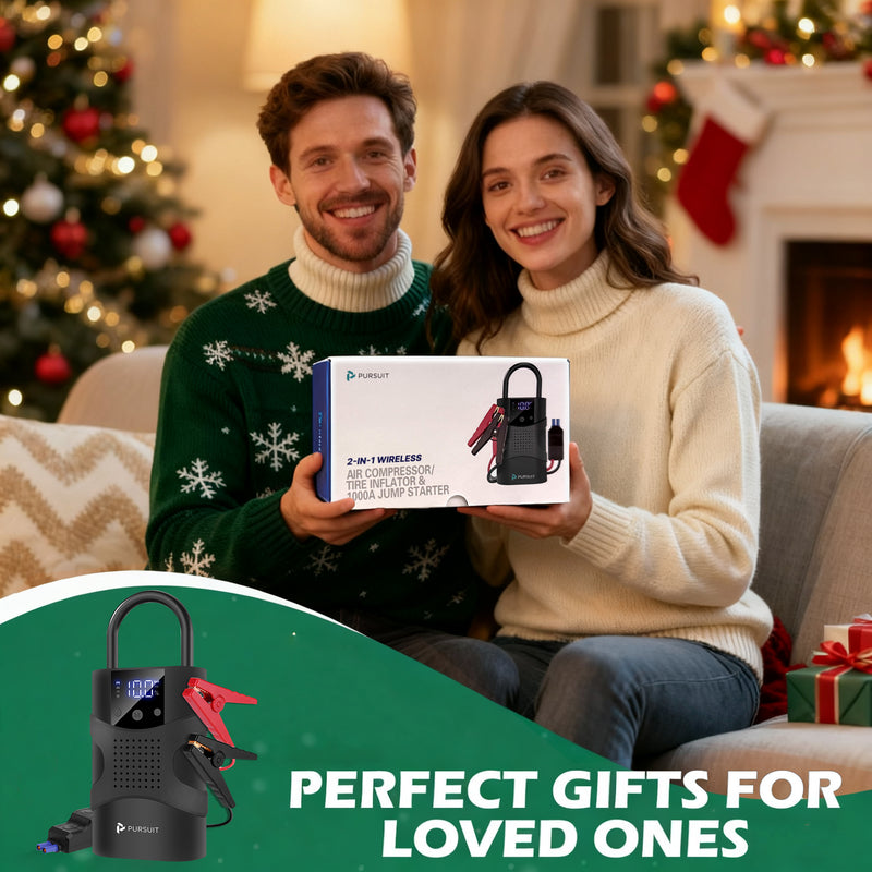 2-in-1 1000A Jump Starter & Tire Pump, 150 PSI Inflator, Gift for Men/Women