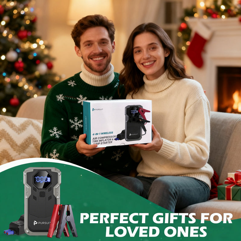 Jump Starter with Air Compressor, 2000A Portable Car Battery Booster (6.0 Gas/2L Diesel) with 150PSI Auto-Shutoff Tire Inflator, 12V Supersafe Lithium Jump Box Car Battery Jumper Starter,Idea  Halloween Thanksgiving Day Gifts