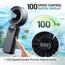 Portable Misting Fan with 18H Battery Life, 100 Speed Adjustable Personal Cooling Fan, Rechargeable Handheld & Desktop Fan with 1 Hour Mist Tank, Handle Stand and Lanyard