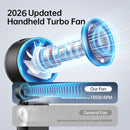 Portable Misting Fan with 18H Battery Life, 100 Speed Adjustable Personal Cooling Fan, Rechargeable Handheld & Desktop Fan with 1 Hour Mist Tank, Handle Stand and Lanyard