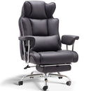 Big and Tall Office Chair with Foot Rest Comfortable Executive Reclining Office Large Leather Chair with Adjustable High Back Heavy Duty for Heavy People up to 400lbs