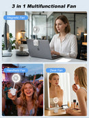 Pursuit DNDLN Magnetic Fan with LED Ring Light & Hands-Free 360° Adjustable Stand,Idea Thanksgiving Christmas Gifts for Friends.