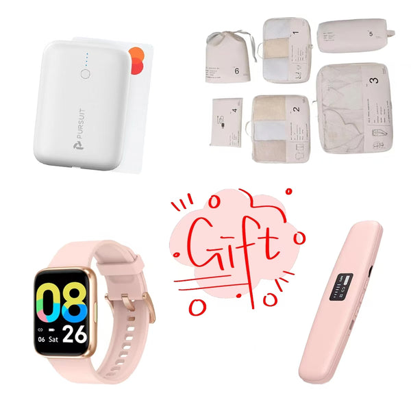 Must-Have for Every Goddess | The Perfect Gift to Warm Her Heart：PURSUIT 10,000mAh Power Bank, Private Pillow Bluetooth Speaker, 6-Piece Packing Cube Set & Letsfit Smartwatch