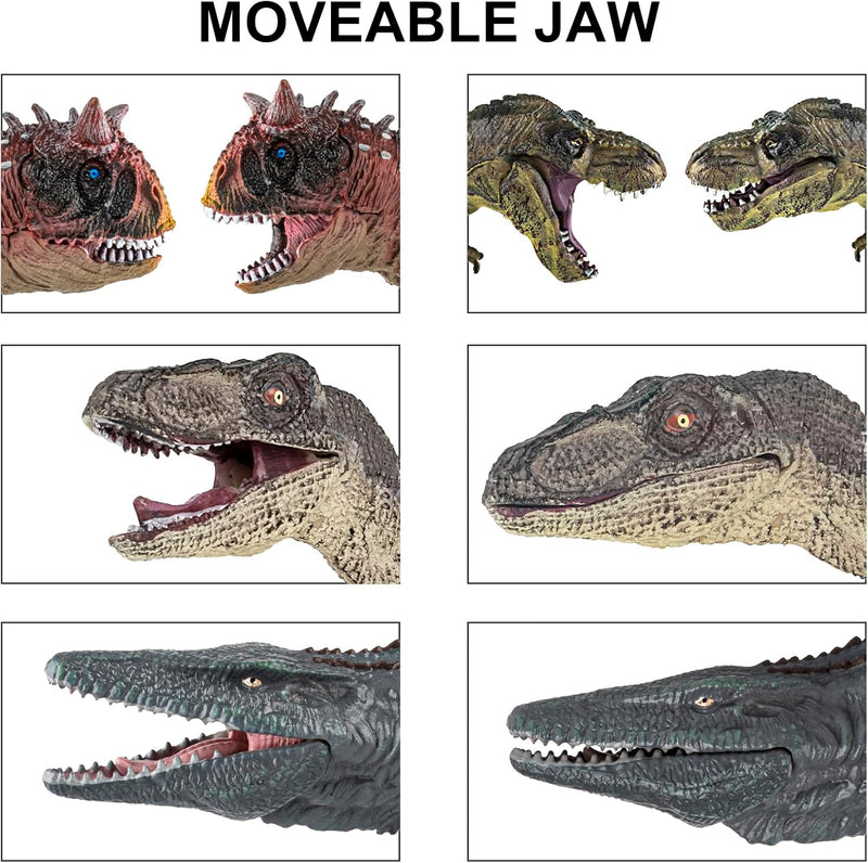 6 Pack Big Dinosaur Toys Set,Realistic-Looking Dino T-Rex Carnotaurus,Blue Velociraptor, Mosasaurus Toy for Boys Girls Children Kids Toddler 3-12 Years Old,Brithsay