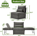 Sleeper Chair Bed Upgrade 4-in-1 to 5-in-1 Convertible Multi-fuction Sofa Chair w/Adjustable Backrest Assembly-Free Linen Folding Sofa Ottoman Bed for Living Room Apartment (Dark Grey)