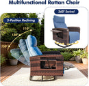 Outdoor Recliner Chair, Wicker Patio Recliners with Adjustable Backrest and Extended Foot Rest, Reclining Patio Chairs with Flip Table & Removable Cushion Cover for Porch