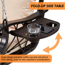 3-Person Wicker Porch Swing Chair Heavy Duty 900 LBS Outdoor Rattan Patio Swing Chair w/Cup-Holder & Steel Chains Hanging Bench Porch Swing Cushions for Deck & Backyard & Garden