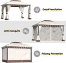 Outdoor Patio Gazebo 10×13 Heavy Duty Gazebos with Mosquito Netting & Double Roof Metal Steel Frame Canopy Gazebo Tent Shelter for Patio Lawn Backyard Garden