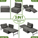 Sleeper Chair Bed Upgrade 4-in-1 to 5-in-1 Convertible Multi-fuction Sofa Chair w/Adjustable Backrest Assembly-Free Linen Folding Sofa Ottoman Bed for Living Room Apartment (Dark Grey)