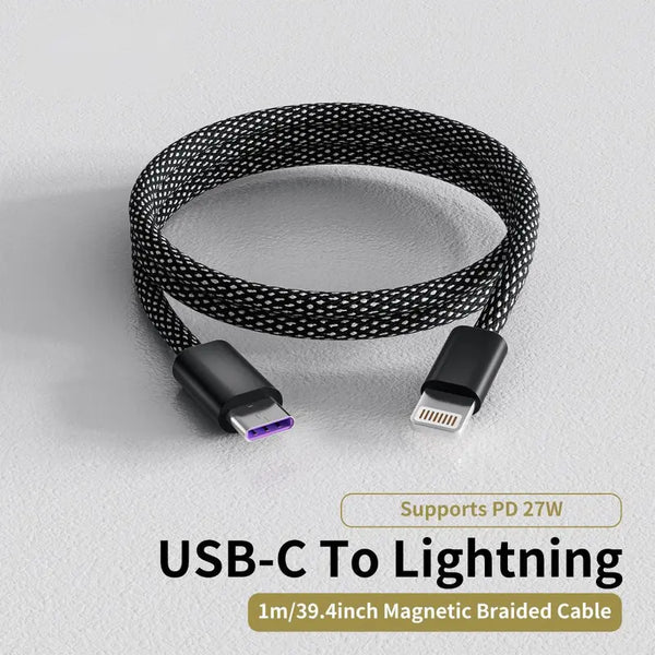 Magnetic Auto-Winding Car Cable, Strong Magnetic Attachment, Tangle-Free,Self-Organizing Design for Smartphones & Allo Type Charger - Electronic