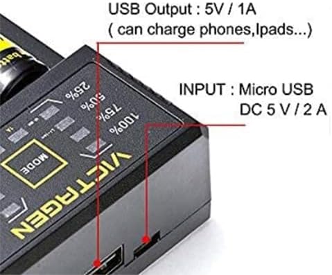 VICTAGEN Ultimate Battery Charger Set- Speedy Charging for Rechargeable Batteries 3.7V Lithium-ion 18650 18490 18350 17670 17500 16340(RCR123) 14500, 1.2V Ni-MH&Ni-Cd, AA, AAA Rechargeable Batteries