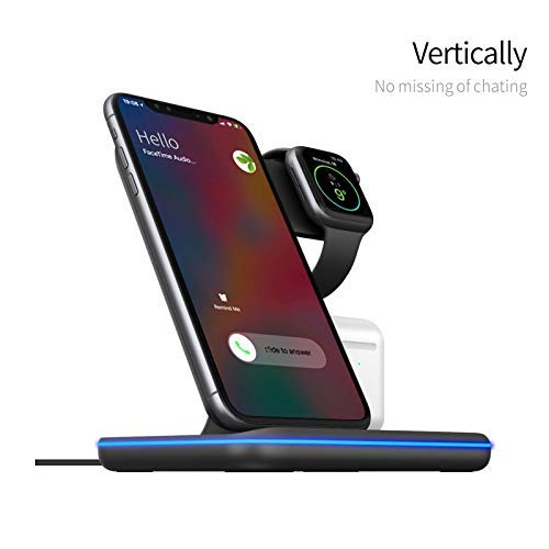 3-in-1 Wireless Charging Station for iPhone, Apple Watch, and AirPods + Wall Adapter