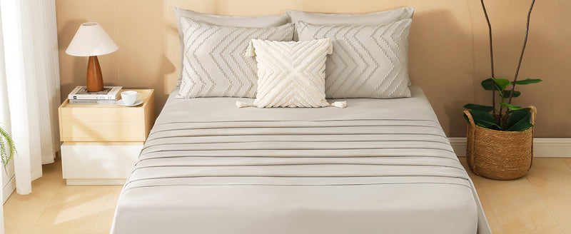 Litanika Comforter Full Queen King Size Set with Sheets Beige - 7 Pieces Bed in a Bag Full Chevron Tufted Complete Bedding Sets with Comforter, Sheets, Pillowcases & Shams