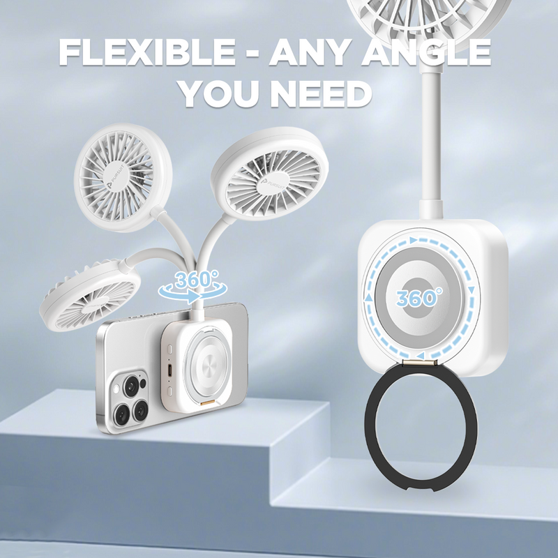2025 New Magnetic Fan, Portable Fan with 3 Modes Led Light, 1200mAh Foldable Travel Fan, USB Rechargeable Handheld Fan Hands-Free Phone Mount, 3 Speed Wind, 360° Adjustable Stand, Pocket Design for Travel Summer Concerts Car, Summer Gifts for Women & Men.