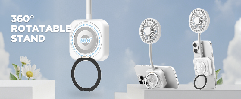 2025 New Magnetic Fan, Portable Fan with 3 Modes Led Light, 1200mAh Foldable Travel Fan, USB Rechargeable Handheld Fan Hands-Free Phone Mount, 3 Speed Wind, 360° Adjustable Stand, Pocket Design for Travel Summer Concerts Car, Summer Gifts for Women & Men.