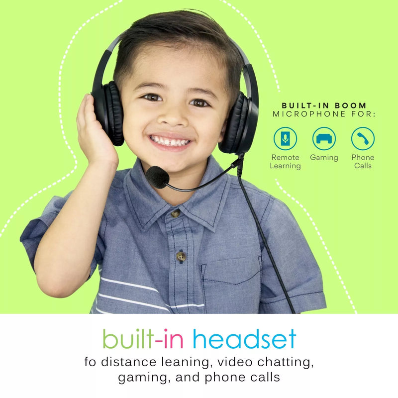 MEE audio KidJamz Safe Listening Headset for Kids with Boom Microphone & Volume