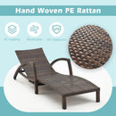 Chaise Lounge Chairs Outdoor Set of 2, Comfy Outside Wicker Patio Pool Lounge Chair w/ 5 Adjustable Back Angle, Cup Holder, Thicken Cushion