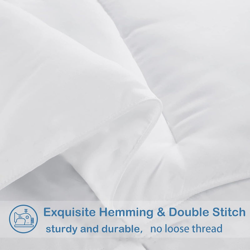 Twin Size Down Alternative Comforter, Quilted Duvet Insert for All Seasons, Soft Lightweight with Corner Tabs, Summer Winter Warm Bedding, White.