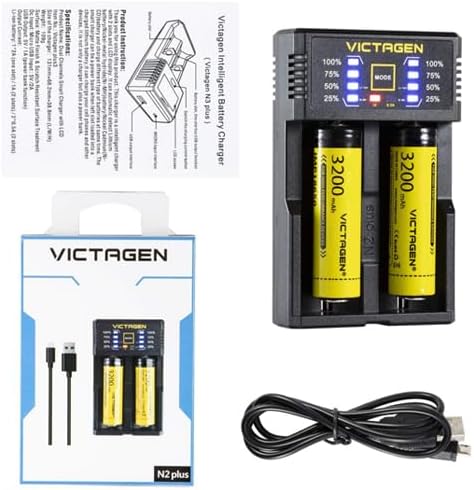 VICTAGEN Ultimate Battery Charger Set- Speedy Charging for Rechargeable Batteries 3.7V Lithium-ion 18650 18490 18350 17670 17500 16340(RCR123) 14500, 1.2V Ni-MH&Ni-Cd, AA, AAA Rechargeable Batteries