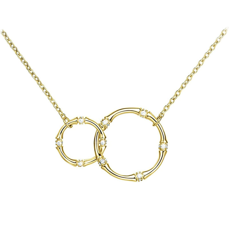 18K Real Gold Plated Interlocking Infinity Circle Silver Necklaces for Women