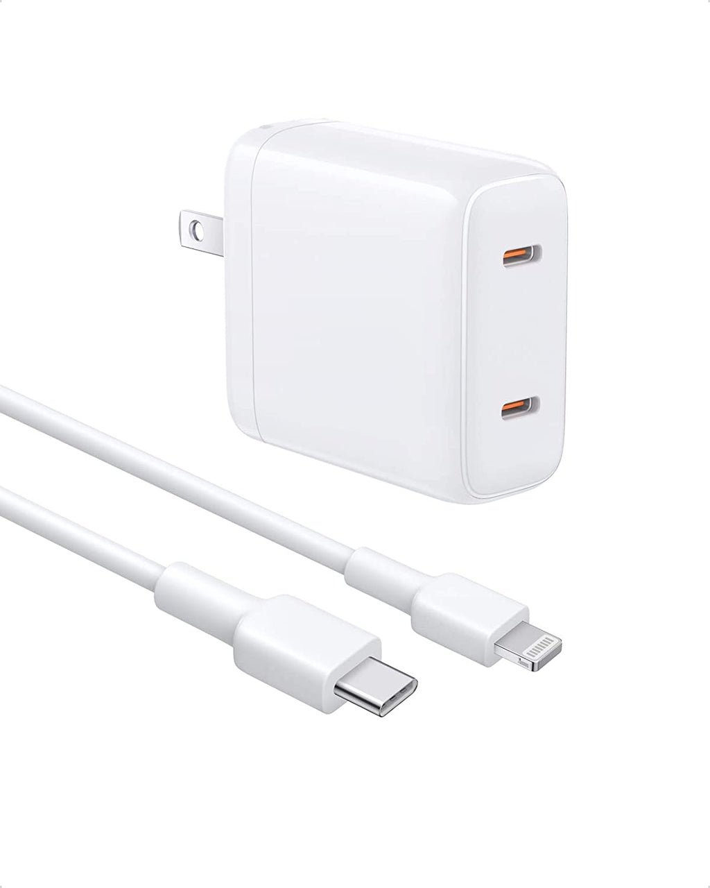 Dual USB-C PD Wall Charger 40W + USB-C to Lightning Cable