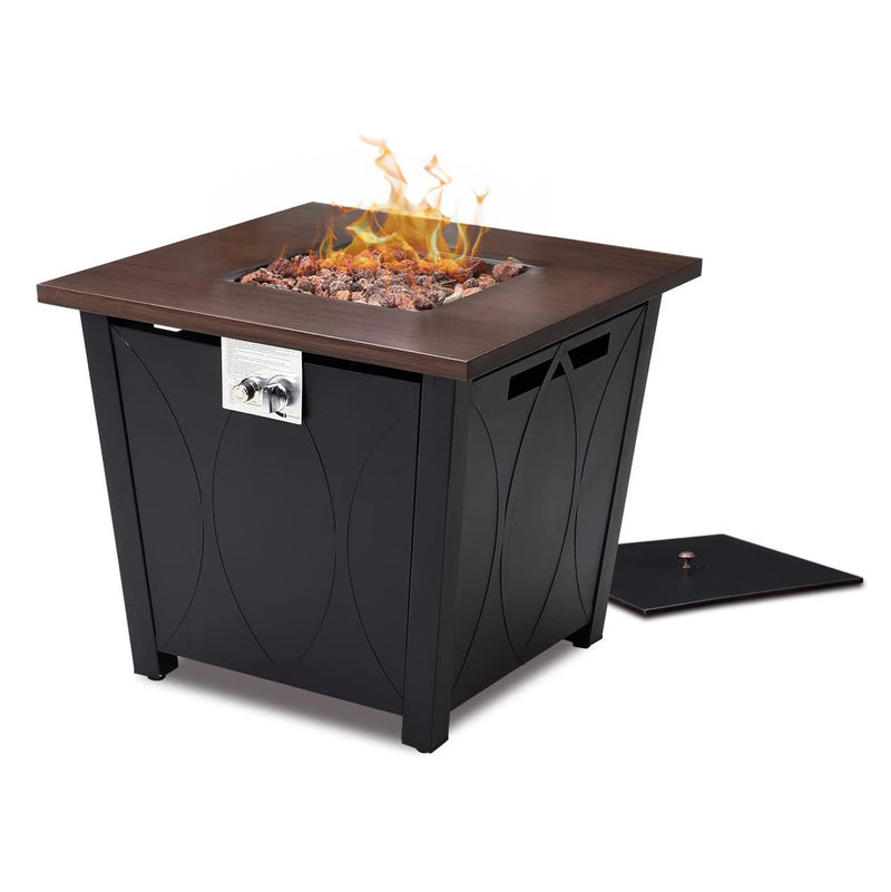 28-Inch Propane Fire Pit Table with Lid, 50,000BTU Output and Auto-Ignition