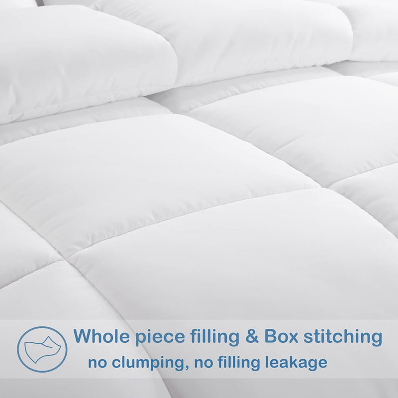 Twin Size Down Alternative Comforter, Quilted Duvet Insert for All Seasons, Soft Lightweight with Corner Tabs, Summer Winter Warm Bedding, White.