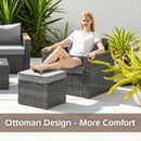 Patio Furniture Set 6 Pieces Outdoor Furniture Patio Conversation Sets with Ottoman PE Ratten Wicker Sectional Sofa Chair with Coffee Table for Outside Porch Poolside Deck