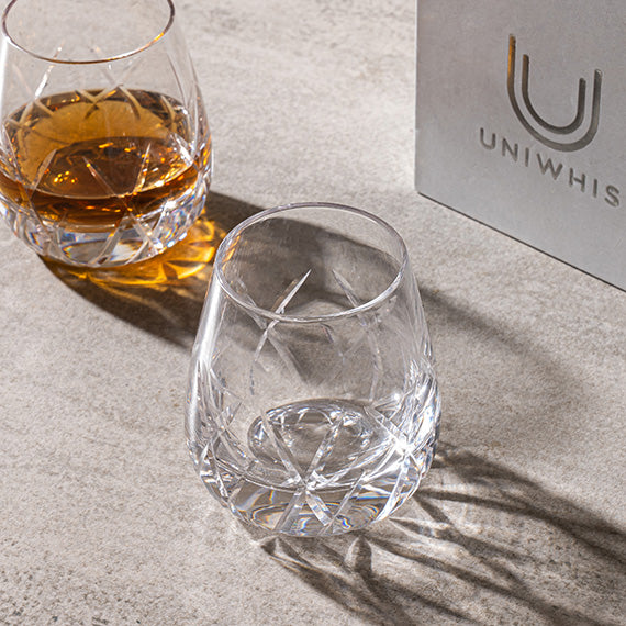 UniWhis Handmade Premium Whisky Glass Set, Handcrafted Whisky Glass with Wide Mouth, Thick Base, and Aroma-Enhancing Design