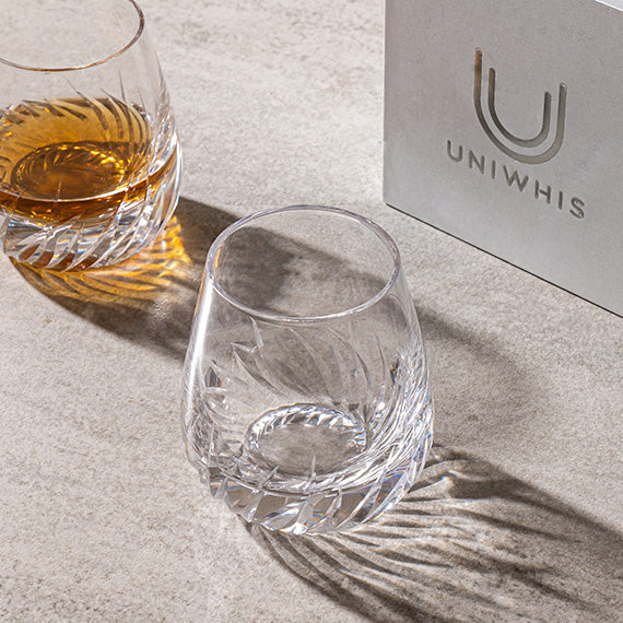 UniWhis Handmade Premium Whisky Glass Set, Handcrafted Whisky Glass with Wide Mouth, Thick Base, and Aroma-Enhancing Design