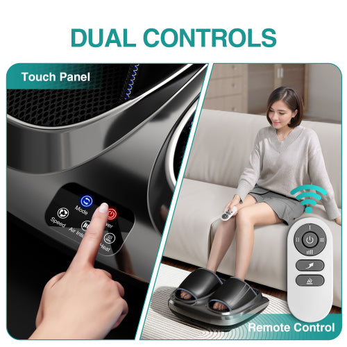 Shiatsu Foot Massager with Heat and Deep Kneading Therapy, Air Compression, Vibration for Pain Relief and Circulation, Open-Toe Style,Home or Office Use