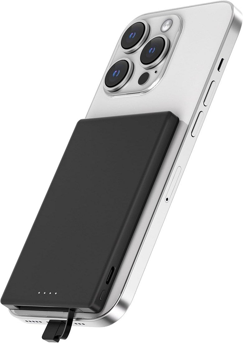 5000mAh Magsafe Power Bank Charger with Built-In USB C or Lightning Cable