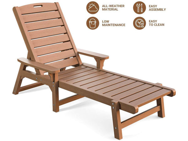 Chaise Lounge Outdoor, 5-Level Adjustable Lounge Chair