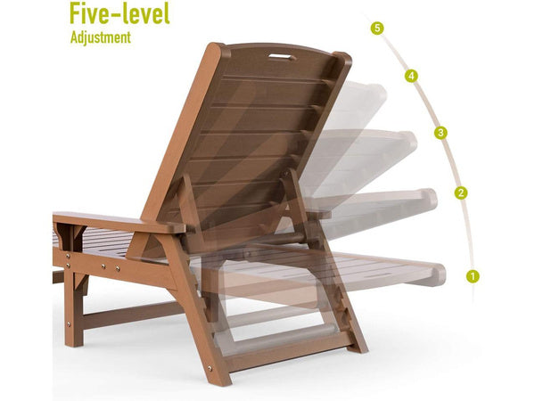 Chaise Lounge Outdoor, 5-Level Adjustable Lounge Chair