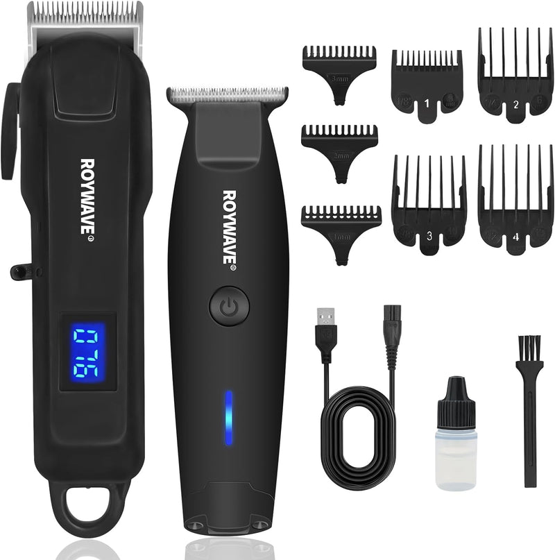 Professional Barber Set with Hair Clipper and Detail Trimmer + Attachments