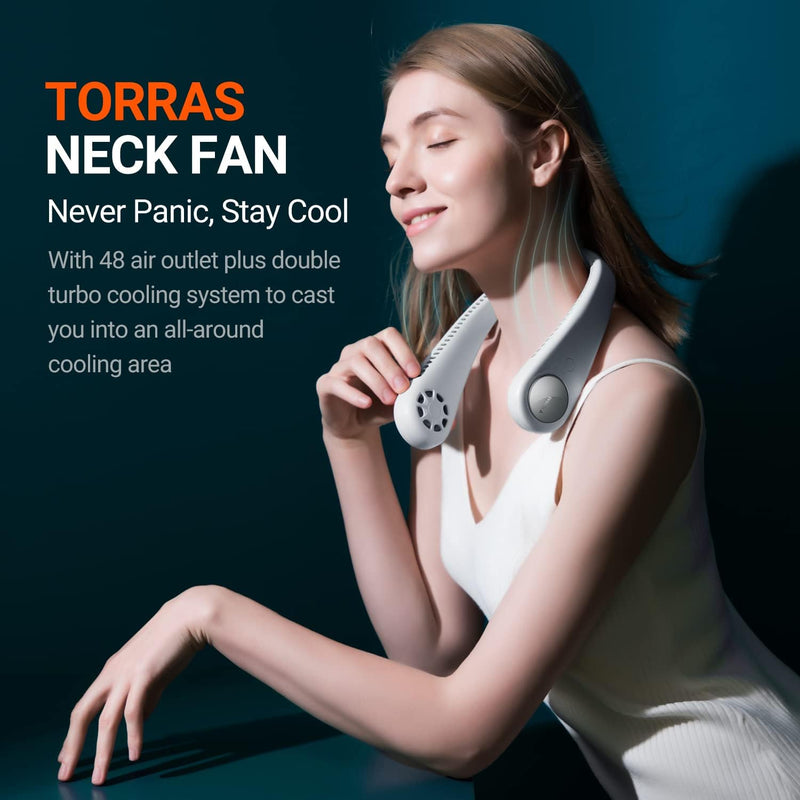 TORRAS L2 Portable Neck Fan Rechargeable Lightweight Neck Fans, 3 Speeds Powered Neck Air Conditioner Battery for Women & Men