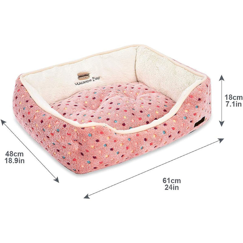Amazon Basics Cuddler Warm & Cozy Pet Bed for Dogs and Cats (Pink Polka Dots)