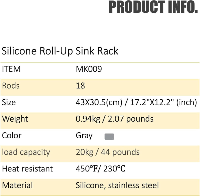 Silicone-Coated Roll Up Drying Rack, Over The Sink Multipurpose Roll-Up Dish Racks, Heat Resistant Non Slip Sink Rack for Kitchen Counter,  Sturdy Dish Drainer  BPA Free Dishwasher Safe.