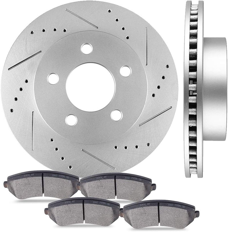 Front Brake Rotor and Ceramic Pads 53001 ATD856AC Brakes and Rotors Kit Compatible for 2002-2005 for Liberty 2.4L 2005-2006 for Liberty 2.8L