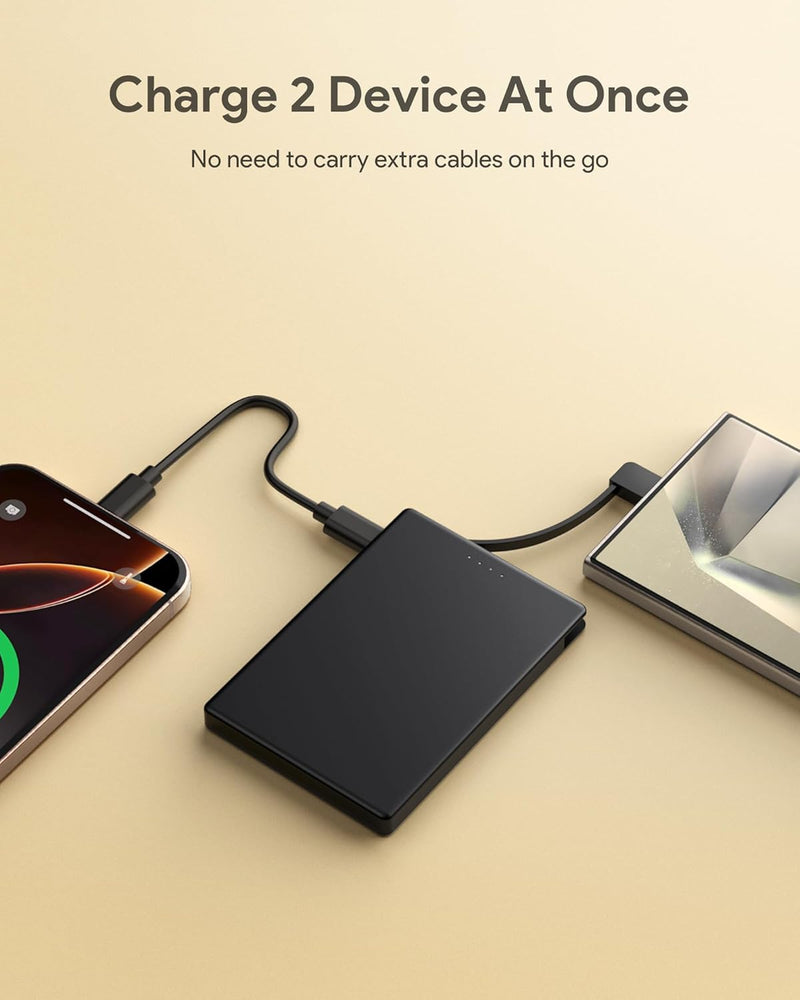 5000mAh Magsafe Power Bank Charger with Built-In USB C or Lightning Cable