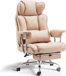 Big and Tall Office Chair with Foot Rest Comfortable Executive Reclining Office Large Leather Chair with Adjustable High Back Heavy Duty for Heavy People up to 400lbs