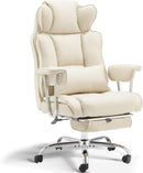 Big and Tall Office Chair with Foot Rest Comfortable Executive Reclining Office Large Leather Chair with Adjustable High Back Heavy Duty for Heavy People up to 400lbs