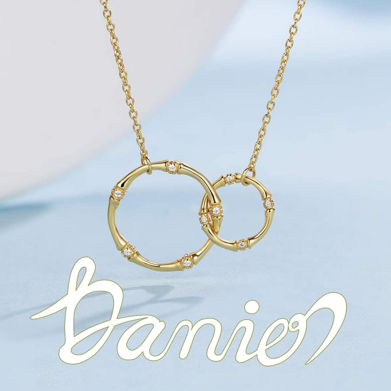 18K Real Gold Plated Interlocking Infinity Circle Silver Necklaces for Women