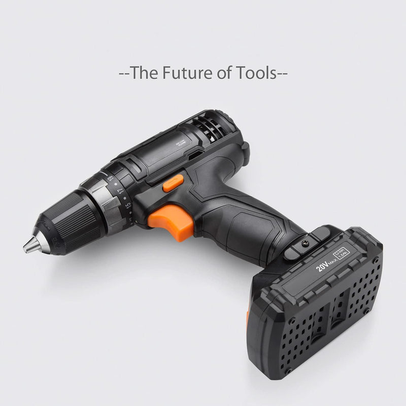 Cordless Drill Driver 20V, 32pcs Accessories, 19+1 & 265 In-Lbs Max Torque, 3/8 All-Metal Chuck,Variable Speed Cordless Drill, Li-ion Battery