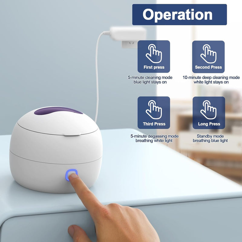 2025 Ultrasonic Retainer Cleaner Machine – 45kHz Retainer Cleaner for Night Guards, Mouth Guards, Dentures – 24W Dental Ultrasonic Cleaner with 4 Modes, 200ML – Great Gift for Braces Users