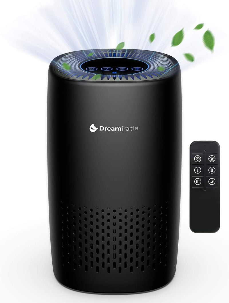Dreamiracle True HEPA Air Purifier with 4-Stage 99.97% Purification + Remote Control for Bedroom, Living Room, Kitchen, and Office