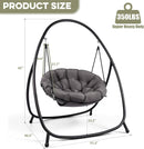 Hammock Hanging Chair with Stand Round-Shaped Swing Chair Indoor with Padded Cushion for Outdoor Bedroom Patio Balcony